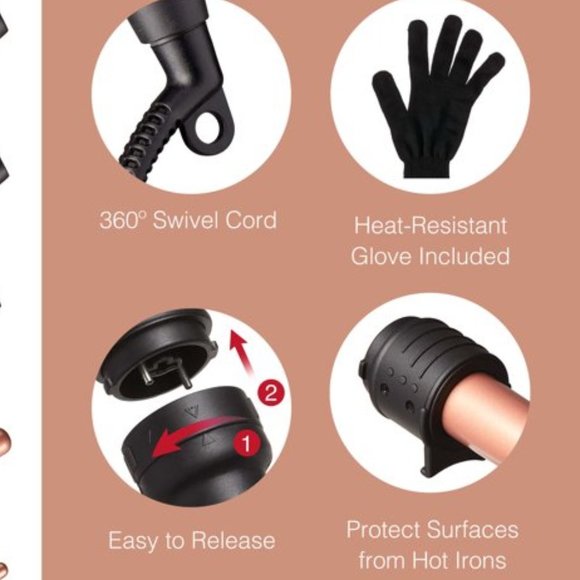 KISS 5-in-1 Curling Iron Set Metallic Rose Pink NEW - Picture 3 of 7